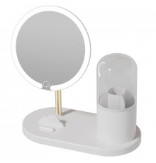 НЕТУ Зеркало с LED подсветкой круглое + тубус для хранения косметики (6016) (Белое) // [101] // [108] (12 шт/ящ)