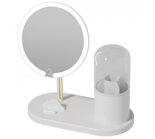 НЕТУ Зеркало с LED подсветкой круглое + тубус для хранения косметики (6016) (Белое) // [101] // [108] (12 шт/ящ)