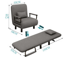 НЕТУ Кресло-кровать раскладное (KR -65) (Серое) (кресло-80/65/68; кровать-190/65) // [101N] (1 шт/ящ)