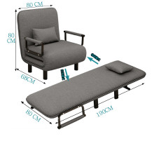 НЕТУ Кресло-кровать раскладное (KR -80) (Серое) (кресло-80/80/68; кровать-190/80) // [101N] (1 шт/ящ)