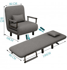 НЕТУ Кресло-кровать раскладное (KR -80) (Серое) (кресло-80/80/68; кровать-190/80) // [101N] (1 шт/ящ)