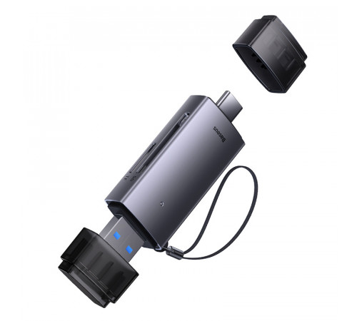 USB-хаб Baseus Lite Series USB-A & Type-C  to SD/TF Card Reader  Grey (WKQX060113)