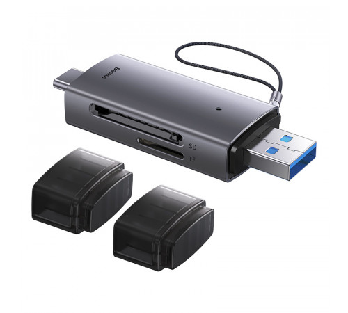 USB-хаб Baseus Lite Series USB-A & Type-C  to SD/TF Card Reader  Grey (WKQX060113)