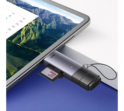USB-хаб Baseus Lite Series USB-A & Type-C  to SD/TF Card Reader  Grey (WKQX060113)