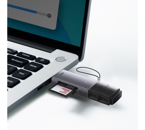USB-хаб Baseus Lite Series USB-A & Type-C  to SD/TF Card Reader  Grey (WKQX060113)