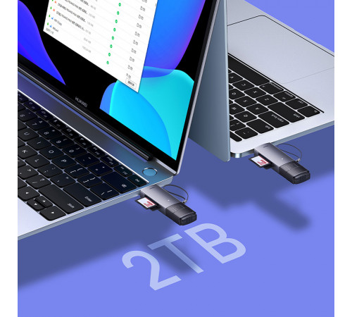 USB-хаб Baseus Lite Series USB-A & Type-C  to SD/TF Card Reader  Grey (WKQX060113)