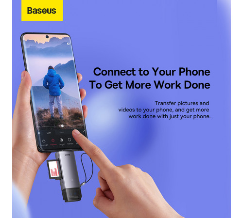 USB-хаб Baseus Lite Series USB-A & Type-C  to SD/TF Card Reader  Grey (WKQX060113)