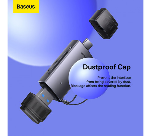 USB-хаб Baseus Lite Series USB-A & Type-C  to SD/TF Card Reader  Grey (WKQX060113)