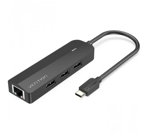 USB-хаб Vention USB-C to USB 3.0*3/RJ45/Micro-B HUB 0.15M Black ABS Type (TGPBB)