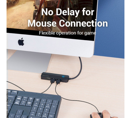 USB-хаб Vention USB-C to USB 3.0*3/RJ45/Micro-B HUB 0.15M Black ABS Type (TGPBB)