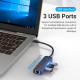 USB-хаб Vention USB-C to USB 3.0*3/RJ45/Micro-B HUB 0.15M Black ABS Type (TGPBB)