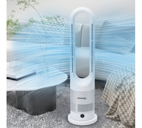 Напольный куллер/вентилятор Germatic БЕЗЛОПОСТНОЙ (AM-030JR) (Зима-лето, LED, 1200W, сенсор, пульт ДУ, автоповорот 80°)  // [108] (4 шт/ящ)