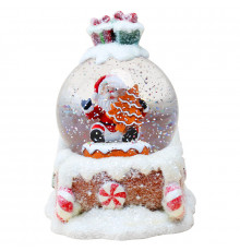 Новогодний снежный светильник-декор LED "Шар на санях" (HC-Q067) (Батар. AA*3, Размер 13×15×17см) // [309] (6 шт/ящ)
