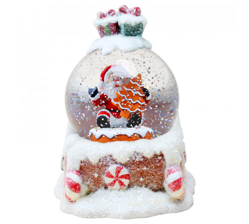 Новогодний снежный светильник-декор LED "Шар на санях" (HC-Q067) (Батар. AA*3, Размер 13×15×17см) // [309] (6 шт/ящ)