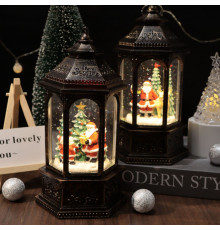 НЕТУ Новогодний снежный светильник-декор LED "Фонарь" (HC-D004) (8 рождест.треков, USB-кабель, 12,5x11x27,2см, Батар. AA*3) // [309] (6 шт/ящ)