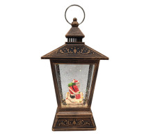 НЕТУ Новогодний снежный светильник-декор LED "Фонарь" (HC-D003) (Ветряк, 8 рождест. треков, USB-кабель, 12x12x23,7см, Батар. AA*3) // [309] (6 шт/ящ)