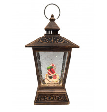 НЕТУ Новогодний снежный светильник-декор LED "Фонарь" (HC-D003) (Ветряк, 8 рождест. треков, USB-кабель, 12x12x23,7см, Батар. AA*3) // [309] (6 шт/ящ)