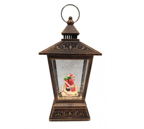 НЕТУ Новогодний снежный светильник-декор LED "Фонарь" (HC-D003) (Ветряк, 8 рождест. треков, USB-кабель, 12x12x23,7см, Батар. AA*3) // [309] (6 шт/ящ)