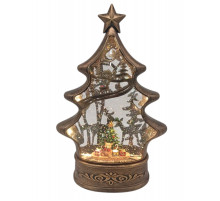 Новогодний снежный светильник-декор LED "Ёлка" (HC-S040) (8 рождест. треков, USB-кабель, Размер 20,3x8,6x30,6см, Батар. AA*3) // [309] (6 шт/ящ)