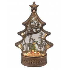 Новогодний снежный светильник-декор LED "Ёлка" (HC-S040) (8 рождест. треков, USB-кабель, Размер 20,3x8,6x30,6см, Батар. AA*3) // [309] (6 шт/ящ)