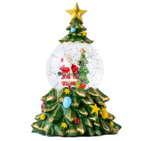 Новогодний снежный светильник-декор "Ёлка" (XHF-8001) (15*15*23см) (LED, 5 рождест. мелод., USB, Батарейки: AA*3) // [602] (9 шт/ящ)