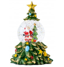 Новогодний снежный светильник-декор "Ёлка" (XHF-8001) (15*15*23см) (LED, 5 рождест. мелод., USB, Батарейки: AA*3) // [602] (9 шт/ящ)