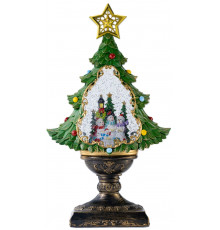 Новогодний снежный светильник-декор "Ёлка" (XHF-8002) (24.5*10.5*43.5см) (LED, 5 рождест. мелод., USB, Батарейки: AA*3) // [602] (6 шт/ящ)