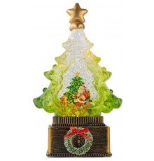 Новогодний снежный светильник-декор "Ёлка" (XHF-8003) (15*15*23см) (LED, 5 рождест. мелод., USB, Батарейки: AA*3) // [602] (12 шт/ящ)