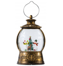 НЕТУ Новогодний снежный светильник-декор "Фонарь" (XHF-8005) (14.5*9*24см) (LED, 5 рождест. мелод., USB, Батарейки: AA*3) // [602] (8 шт/ящ)
