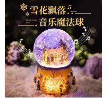 НЕТУ Новогодний снежный светильник-декор "Дом в шаре" (XHF-8093) (10*10*15см) (Вращ. внутр. часть, Батарейки: AA*3) // [602] (18 шт/ящ)