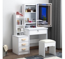 НЕТУ Стол макияжный с LED зеркалом и пуфиком (STL-MD 84) (Белый, прямоугольное зеркало) // [403] (1 шт/ящ)