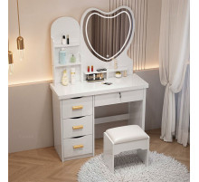 НЕТУ Стол макияжный с LED зеркалом и пуфиком (STL-MD 85) (Белый, зеркало-сердце) // [403] (1 шт/ящ)