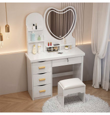 НЕТУ Стол макияжный с LED зеркалом и пуфиком (STL-MD 85) (Белый, зеркало-сердце) // [403] (1 шт/ящ)