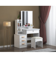 НЕТУ Стіл макіяжний з LED дзеркалом та пуфиком (STL-MD 86) (Білий, прямокутне дзеркало) // [403] (1 шт/ящ)