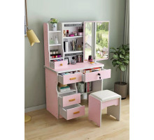 Стол макияжный с LED зеркалом и пуфиком (STL-MD 88) (Розовый, прямоугольное зеркало) // [403] (1 шт/ящ)