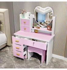 НЕТУ Стіл макіяжний з LED дзеркалом та пуфиком (STL-MD 89) (Рожевий, дзеркало-серце) // [403] (1 шт/ящ)