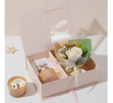 НЕТУ Подарок "Букет цветов с арома мыла и арома свечой" (KR-14) (подарочный кейс -  РОЗОВЫЙ) // [400] (36 шт/ящ)