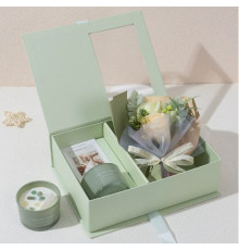 НЕТУ Подарок "Букет цветов с арома мыла и арома свечой" (KR-15) (подарочный кейс - БИРЮЗОВЫЙ) // [400] (36 шт/ящ)