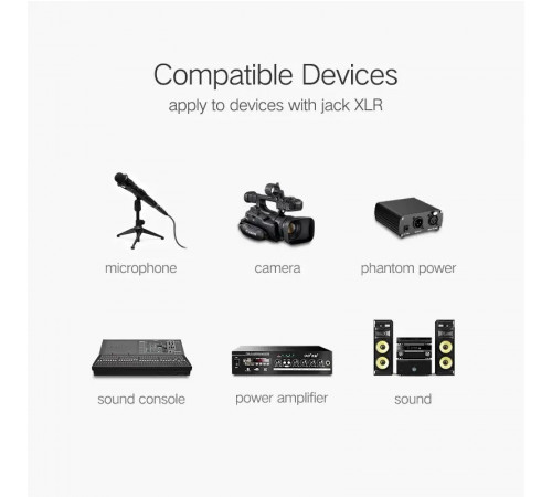 Аудіокабель UGREEN AV130 Cannon Male to Female Microphone Extension Audio Cable 3m (Black)(UGR-20711) (UGR-20711)