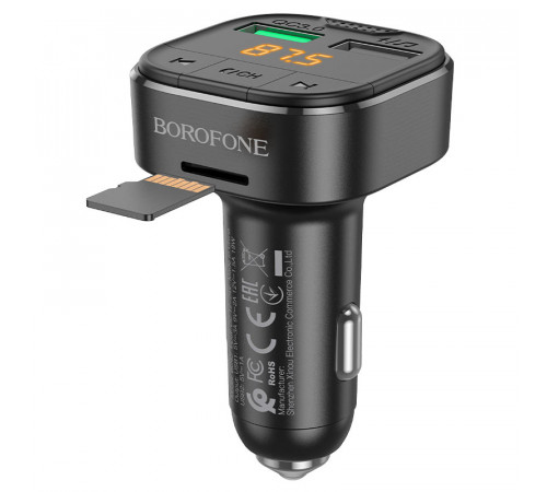 АЗП з FM-модулятором BOROFONE BC43 Flash QC3.0 car BT FM transmitter 18W Black (6974443387223)