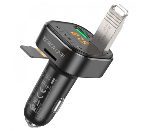 АЗП з FM-модулятором BOROFONE BC43 Flash QC3.0 car BT FM transmitter 18W Black (6974443387223)