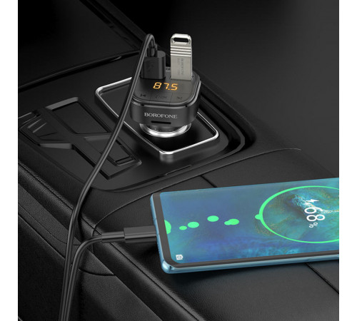 АЗП з FM-модулятором BOROFONE BC43 Flash QC3.0 car BT FM transmitter 18W Black (6974443387223)