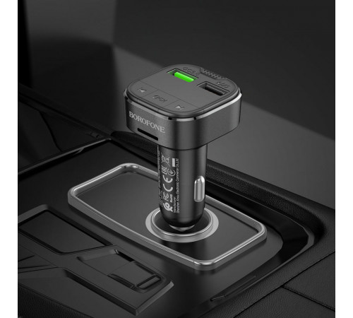 АЗП з FM-модулятором BOROFONE BC43 Flash QC3.0 car BT FM transmitter 18W Black (6974443387223)