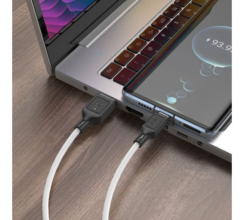 Кабель HOCO X90 Cool silicone charging data cable for Type-C White (6931474788450)