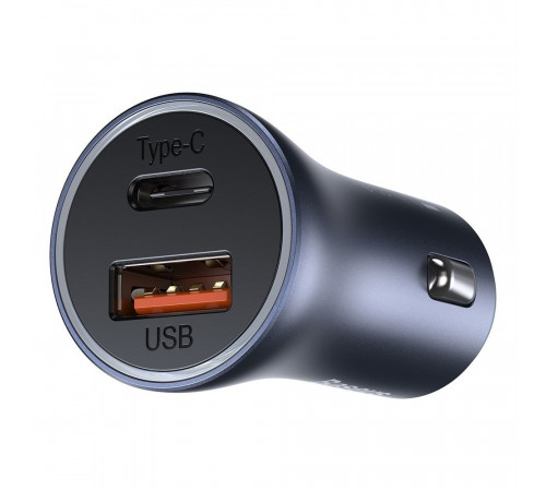 Автомобільний зарядний пристрій Baseus Golden Contactor Pro Dual Car Charger U+C 40W (With Cable Type-C/ iP 1m) Dark Grey (TZCCJD-B0G)