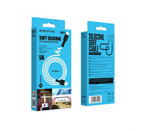 Кабель BOROFONE BX31 USB to Type-C 3A, 1m, silicone, TPE connectors, White (6931474710406)