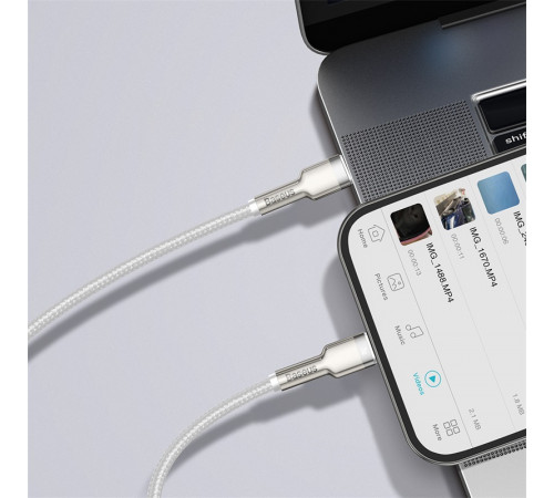Кабель Baseus Cafule Series Metal Data Cable Type-C to iP PD 20W 2m White (CATLJK-B02)