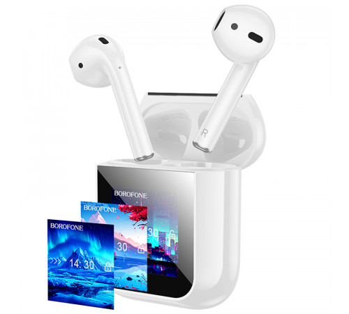 Бездротові навушники TWS BOROFONE BW86 Brocade, touch screen, White (6941991119484)