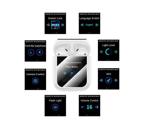 Бездротові навушники TWS BOROFONE BW86 Brocade, touch screen, White (6941991119484)