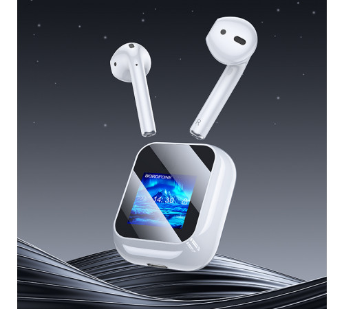 Бездротові навушники TWS BOROFONE BW86 Brocade, touch screen, White (6941991119484)